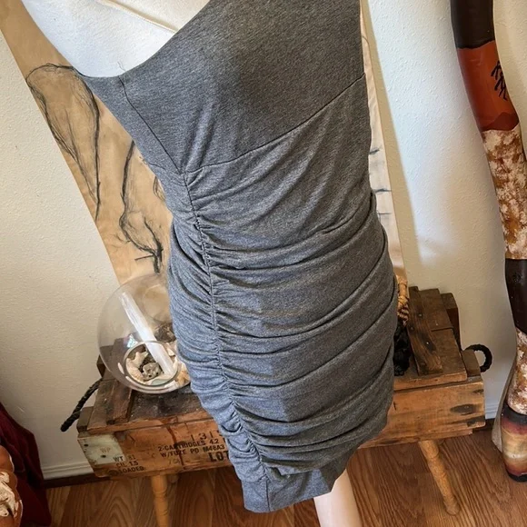 Gray Bodycon Women L Mini One Shoulder Prom Party Dress Lace Twelve By Twelve LA - Picture 6 of 8